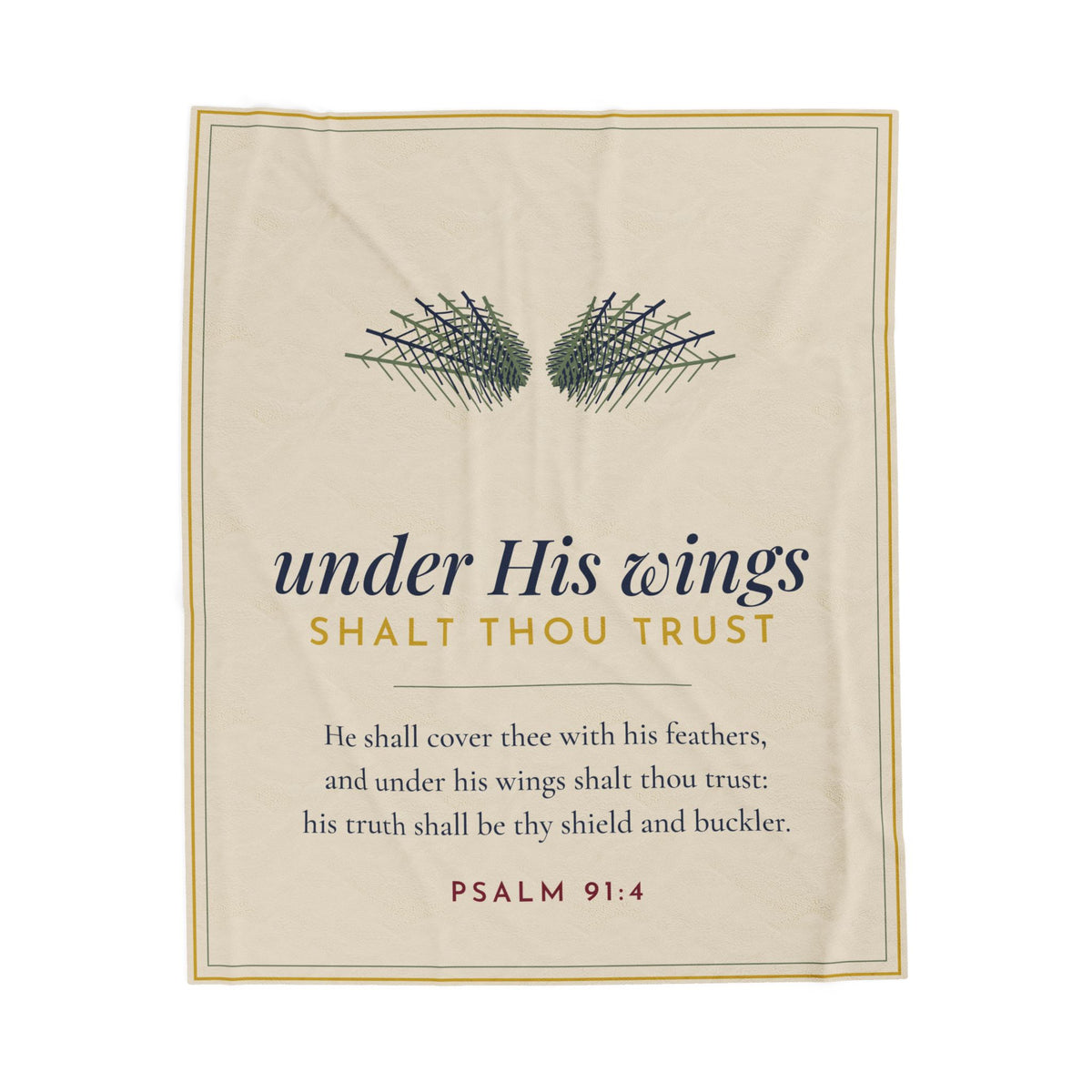 Under His Wings Blanket | Psalm 91:4 KJV Throw | Christian Scripture Plush Blanket Gift