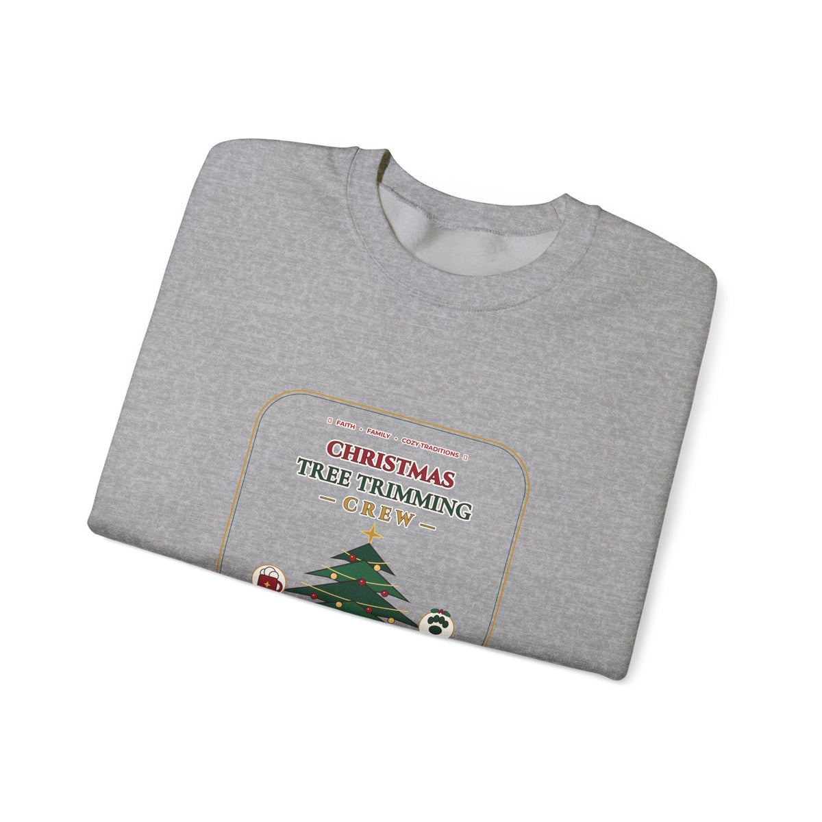 Christmas Tree Trimming Crew Sweatshirt | Faith Family Fireplace & Fur Babies Holiday Crewneck | Cozy Dog Mom Christmas Sweater