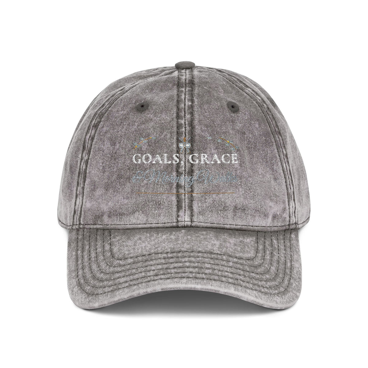 "Goals, Grace & Morning Walks" Embroidered Vintage Washed Dad Cap | Christian Women's Walking Club Baseball Hat