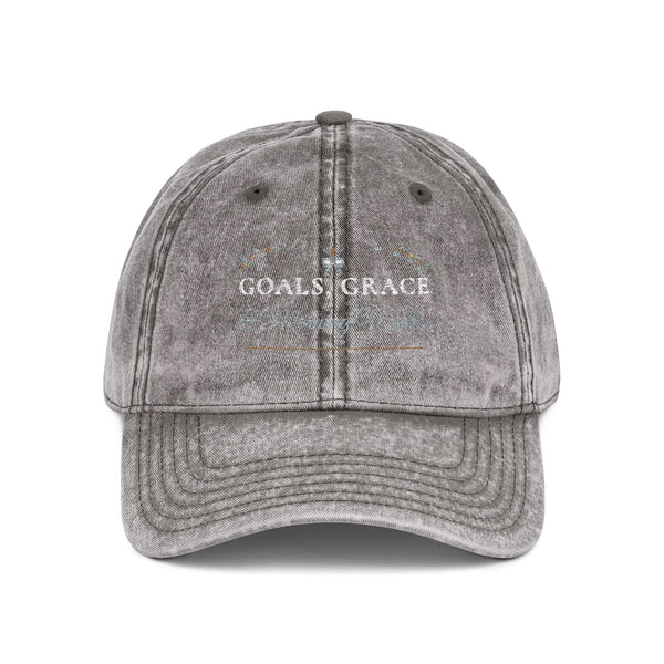"Goals, Grace & Morning Walks" Embroidered Vintage Washed Dad Cap | Christian Women's Walking Club Baseball Hat