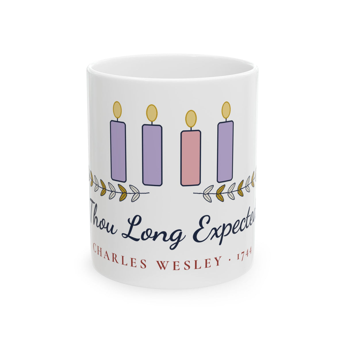 Christian Christmas Mug, Come Thou Long Expected Jesus Advent Hymn Mug, Religious Gift for Pastor or Church Friend