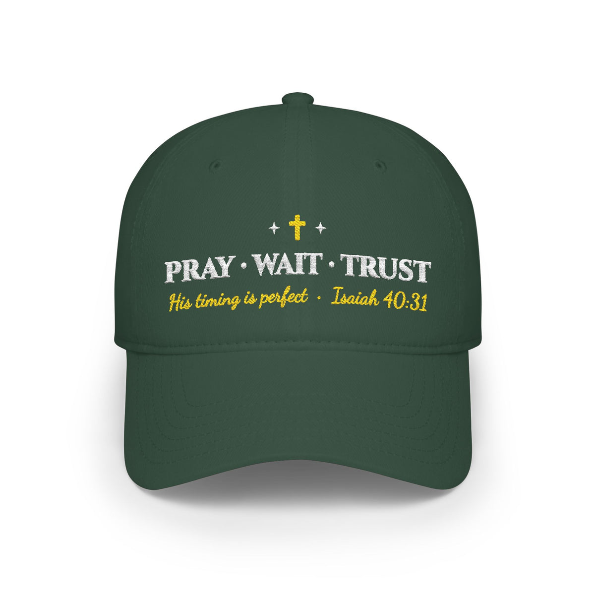Pray Wait Trust Embroidered Low-Profile Baseball Cap | Isaiah 40:31 Christian Women's Hat