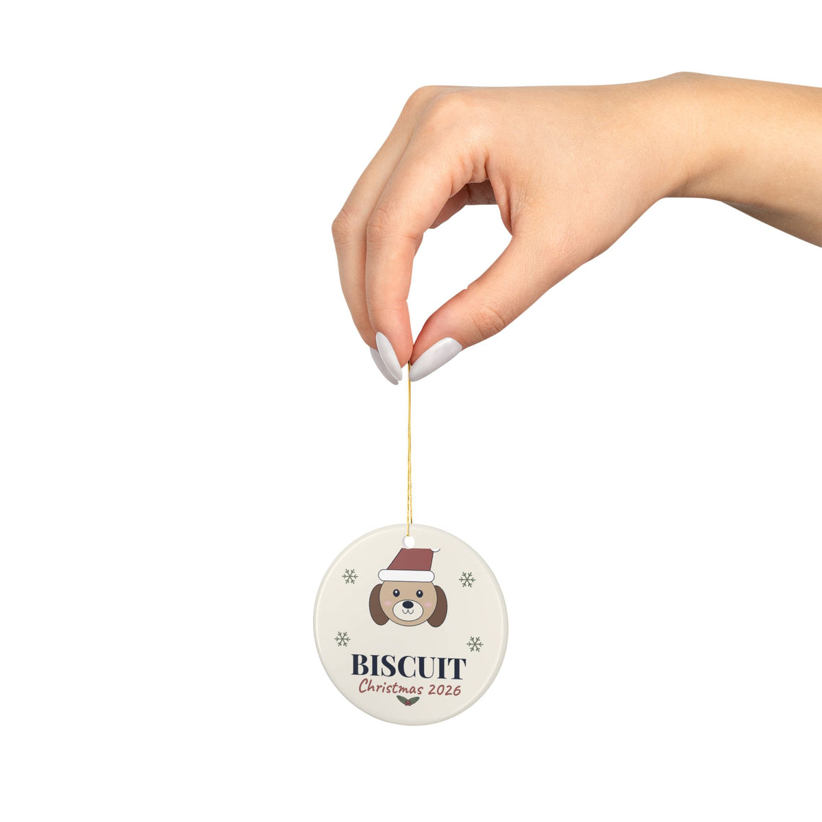 Personalized Dog Ornament 2026, Custom Pet Name Christmas Ornament, Santa Hat Pet Keepsake, Dog Mom Stocking Stuffer