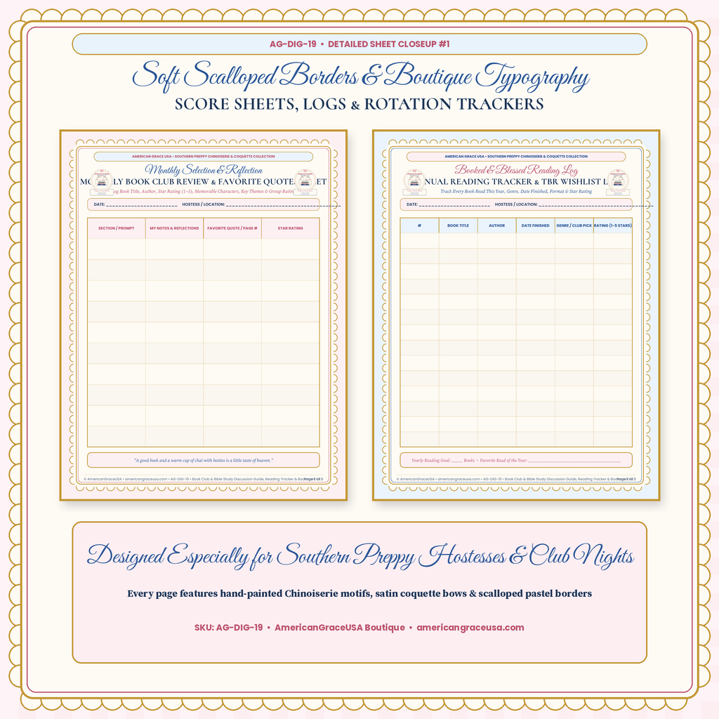 Detailed Closeup of Monthly Book Review Sheet & Annual Reading Tracker Log