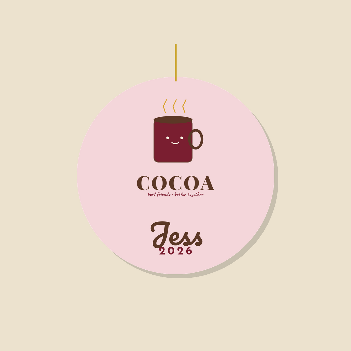 Cocoa and Marshmallow Ornament | Personalized Best Friend Matching Ornament | Cute Christmas Gift