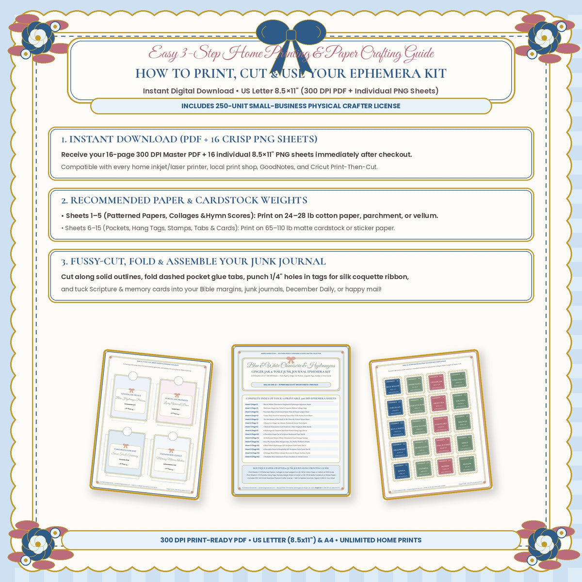 How to Print Cut and Use Your Printable Junk Journal Ephemera Kit 300 DPI Guide