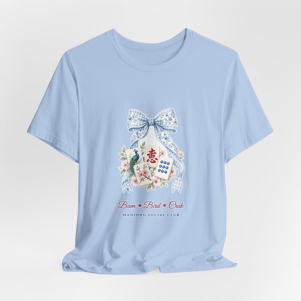 Pastel Coquette Bow & Lucky Mahjong Tiles Shirt | Chinoiserie Bam Bird Crak Social Club Bella+Canvas 3001 Tee