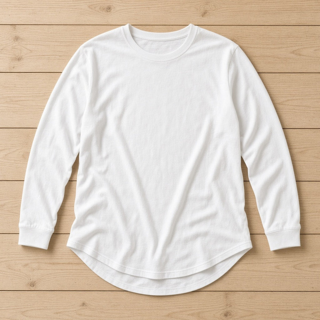 Coffee Prayer Besties Curved-Hem Long Sleeve Tunic in Crisp White Back Drape | American Grace USA