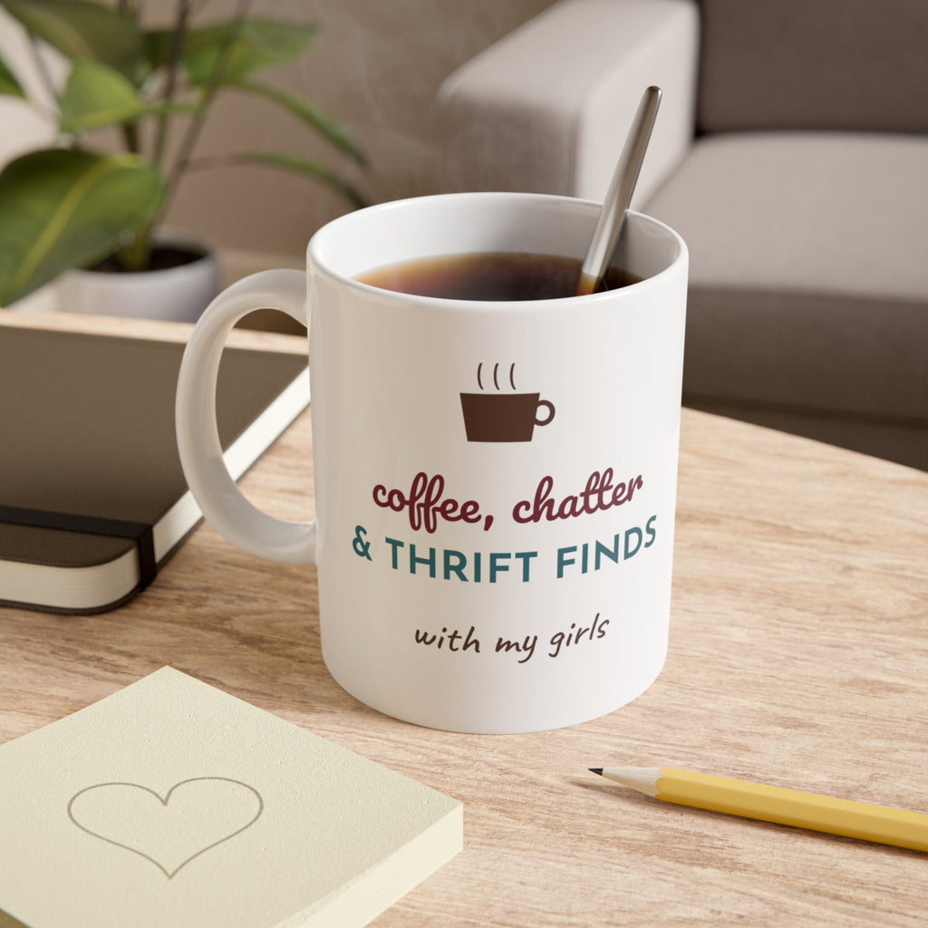 Coffee Chatter & Thrift Finds Mug | Thrifting Friends Gift