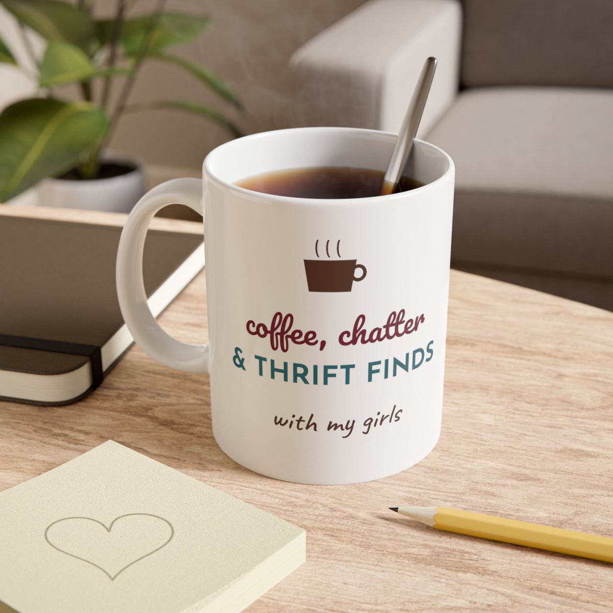 Coffee Chatter & Thrift Finds Mug | Thrifting Friends Gift