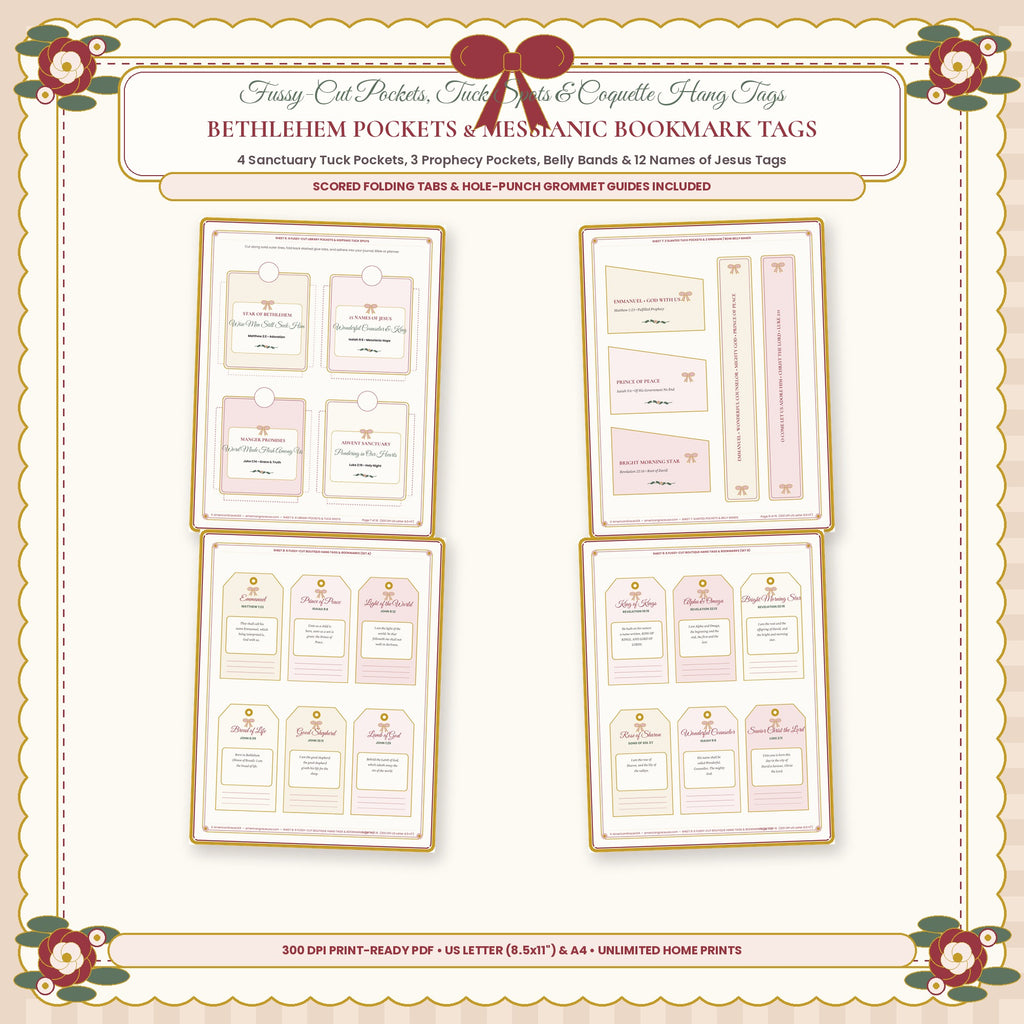 Bethlehem Tuck Pockets Belly Bands and Messianic Bookmark Hang Tags Closeup