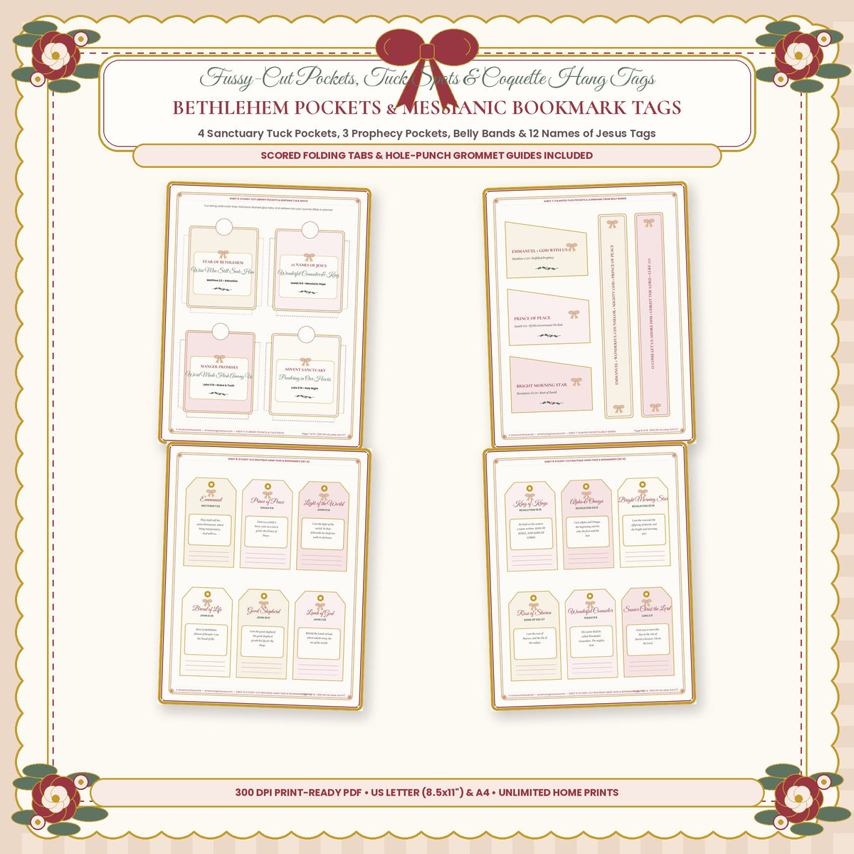 Bethlehem Tuck Pockets Belly Bands and Messianic Bookmark Hang Tags Closeup