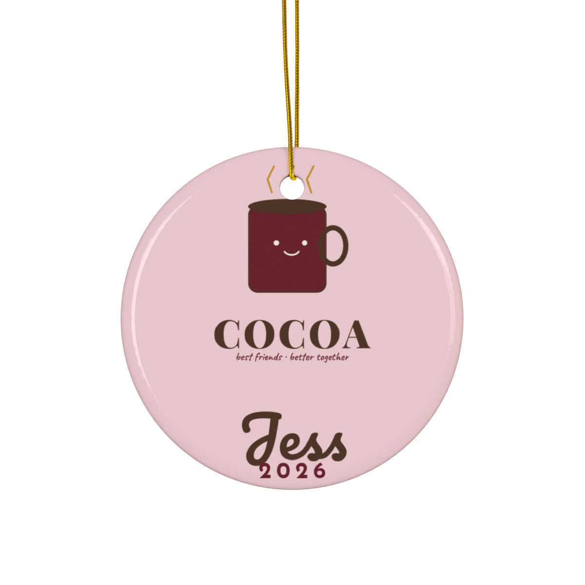 Cocoa and Marshmallow Ornament | Personalized Best Friend Matching Ornament | Cute Christmas Gift