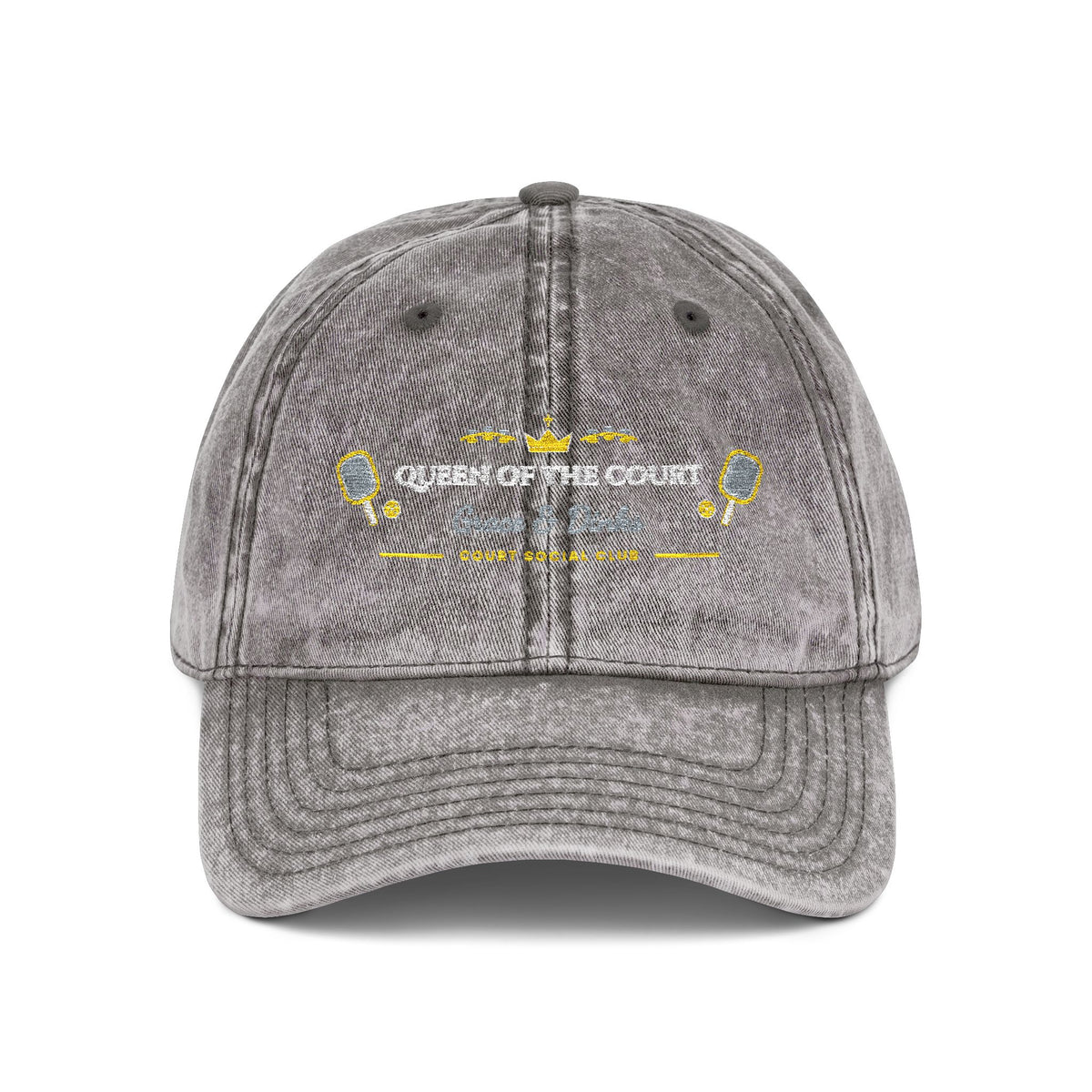 "Queen of the Court • Grace & Dinks" Embroidered Vintage Washed Cap | Women's Preppy Pickleball Club Baseball Hat