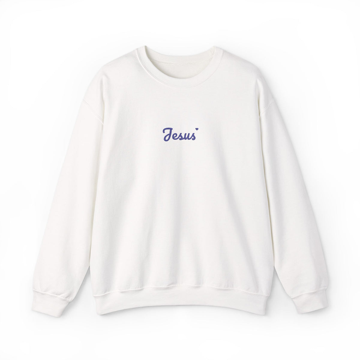 Embroidered Jesus Sweatshirt, Minimalist Christian Crewneck, Jesus Script with Heart, Faith Gift for Women