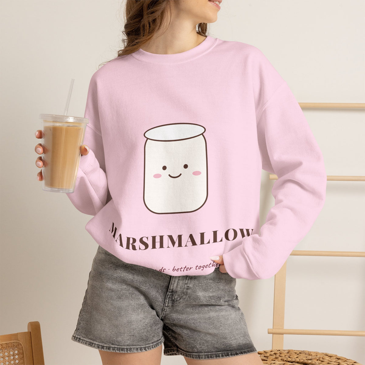 Cocoa and Marshmallow Matching Best Friend Sweatshirts, Marshmallow Sweatshirt, Cute Christmas Bestie Gift, BFF Matching Sweater
