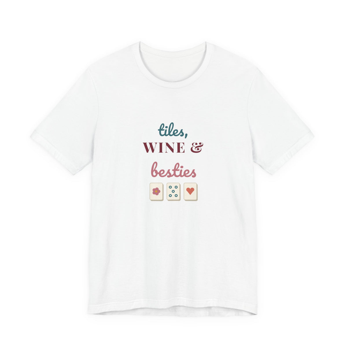 Tiles, Wine & Besties Shirt | Mahjong Game Night Tee | Mahjong Lover Gift