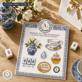 Claire & Grace's "Mahjong, Tea Table & Ginger Jar" AG-Bordered Kiss-Cut Collector's Sticker Sheet — Flagship Boutique Oak Table Studio