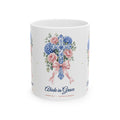 "Abide in Grace • John 15:4" Chinoiserie Ginger-Jar & Blue Hydrangea Cross Christian Coffee Mug (11oz / 15oz) | Coquette Faith Gift