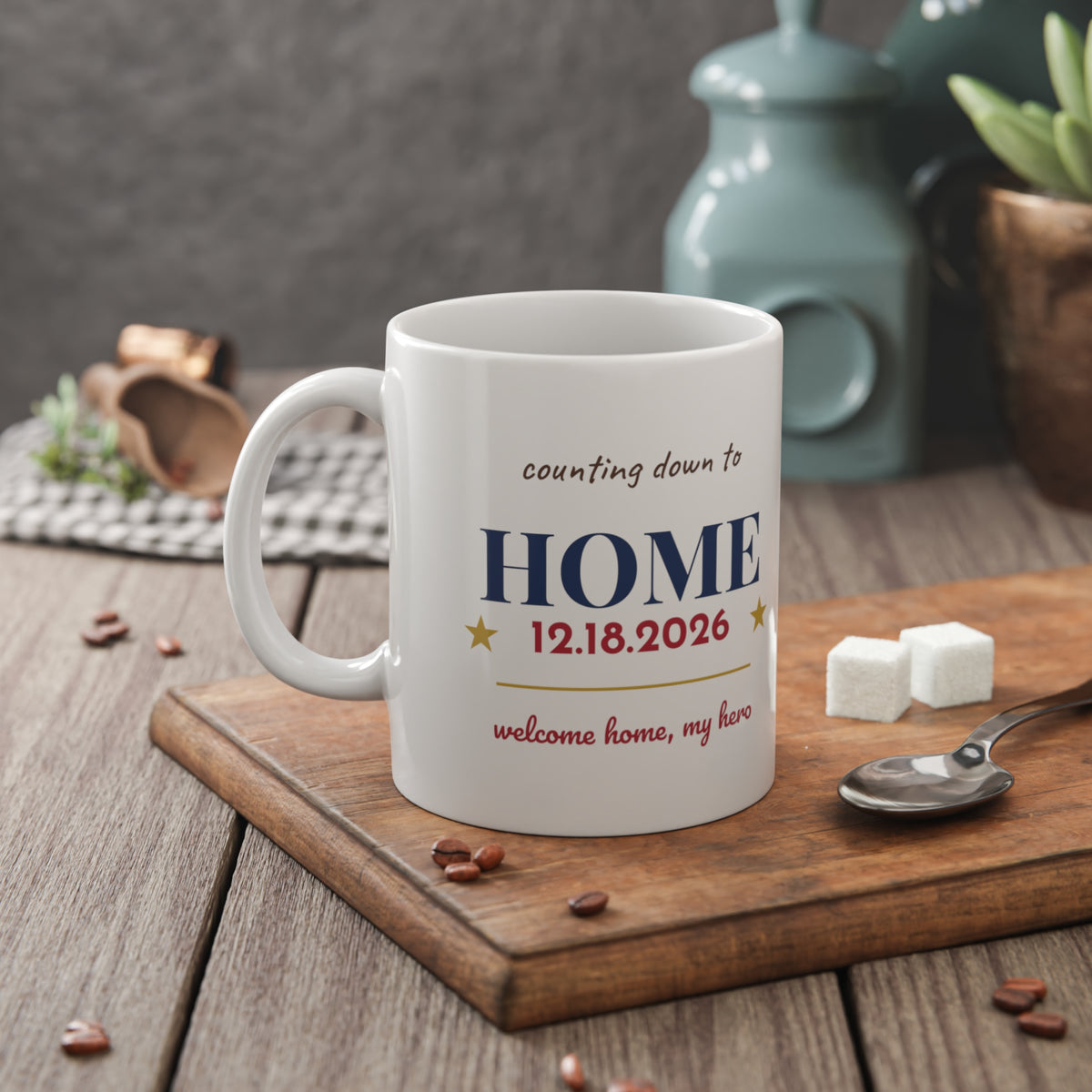 Personalized Homecoming Mug, Custom Date Deployment Mug, Military Mom Gift, Welcome Home Coffee Mug, Military Wife Girlfriend Gift
