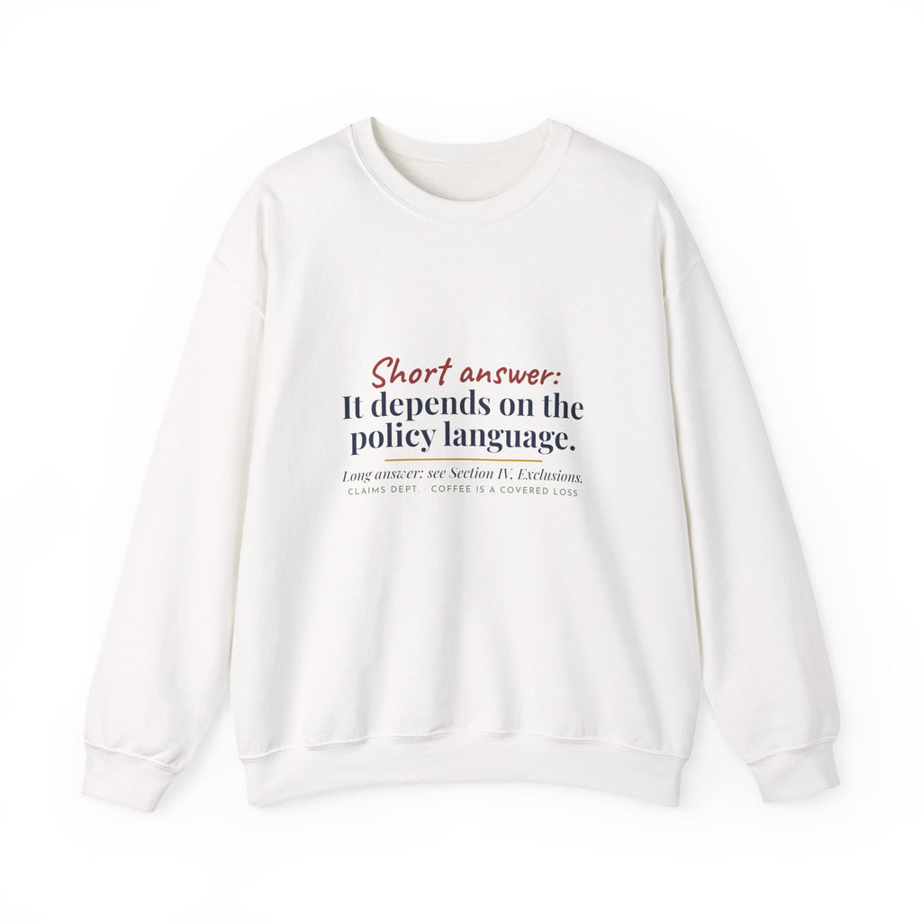 It Depends on the Policy Language Sweatshirt — Bella+Canvas 3901 Unisex Sponge Fleece Crewneck Sweatshirt Mockup 1