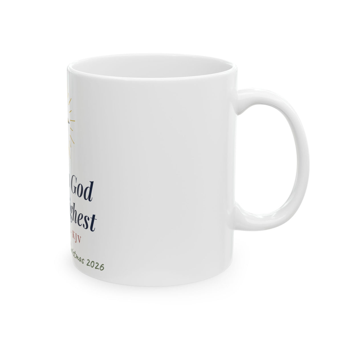 Christian Christmas Mug Personalized, Glory to God in the Highest Luke 2:14, Custom Family Name Mug, Religious Gift