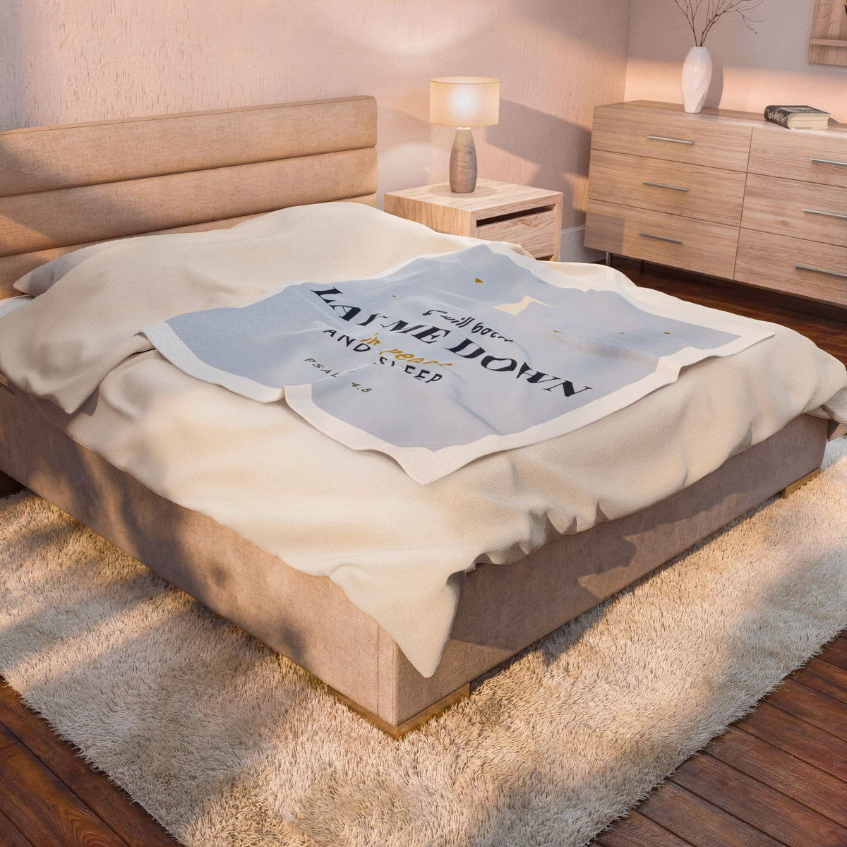 Lay Me Down in Peace Blanket | Psalm 4:8 KJV Throw | Christian Bedtime Scripture Blanket