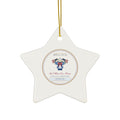 Personalized "God Bless Our Home • America 250 (1776–2026)" Chinoiserie Ginger-Jar & Flag Ceramic Christmas Ornament
