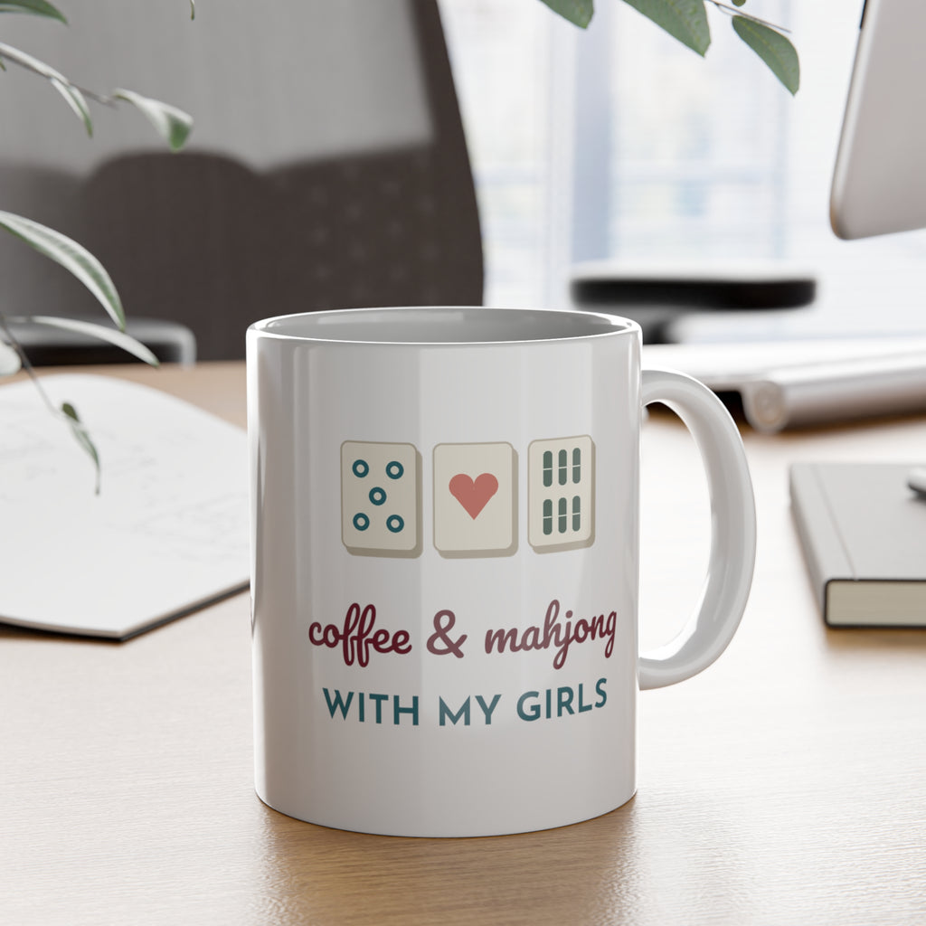 Coffee & Mahjong Mug | Mahjong Lover Gift | Game Night Coffee Cup