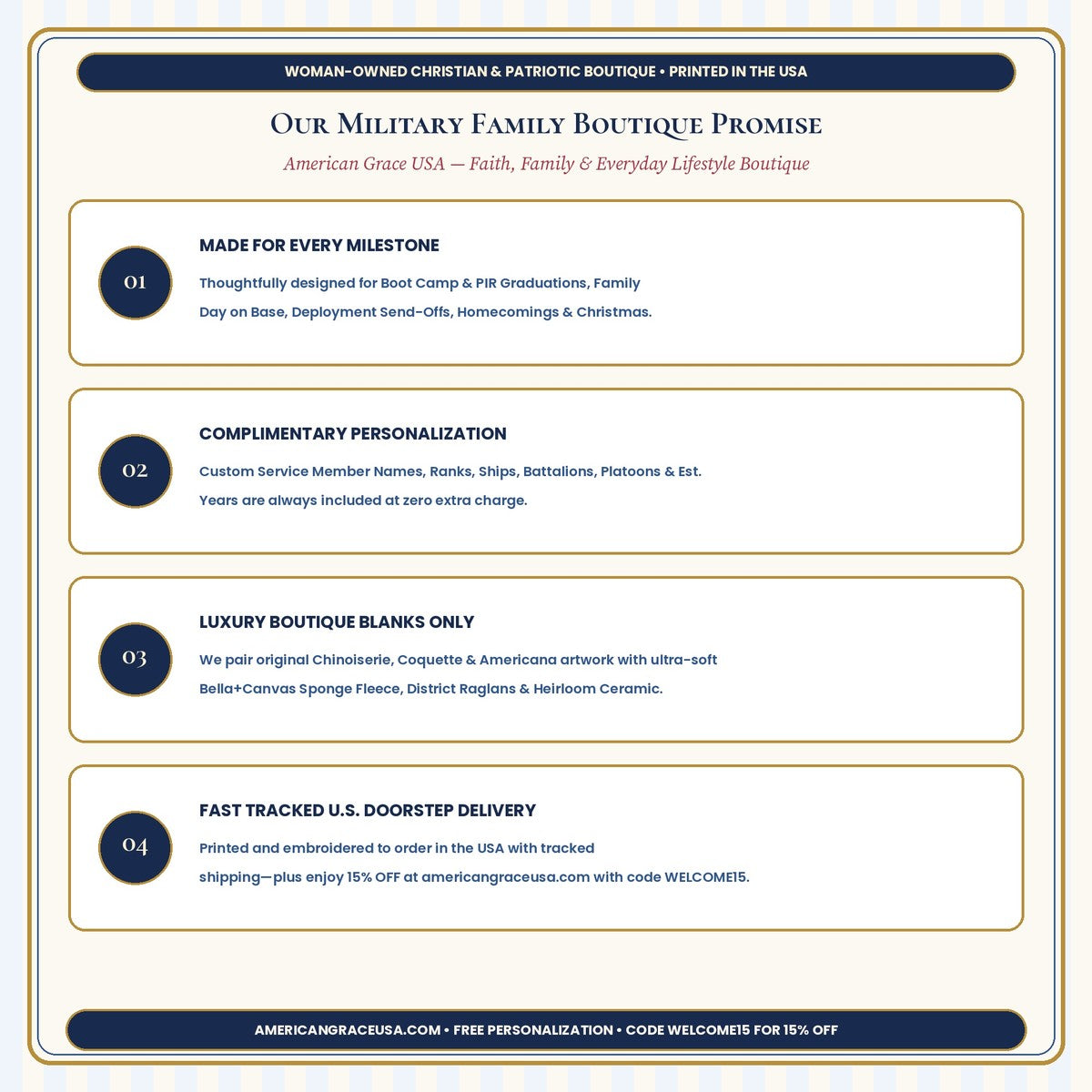 American Grace USA Military Family Boutique Gift Promise