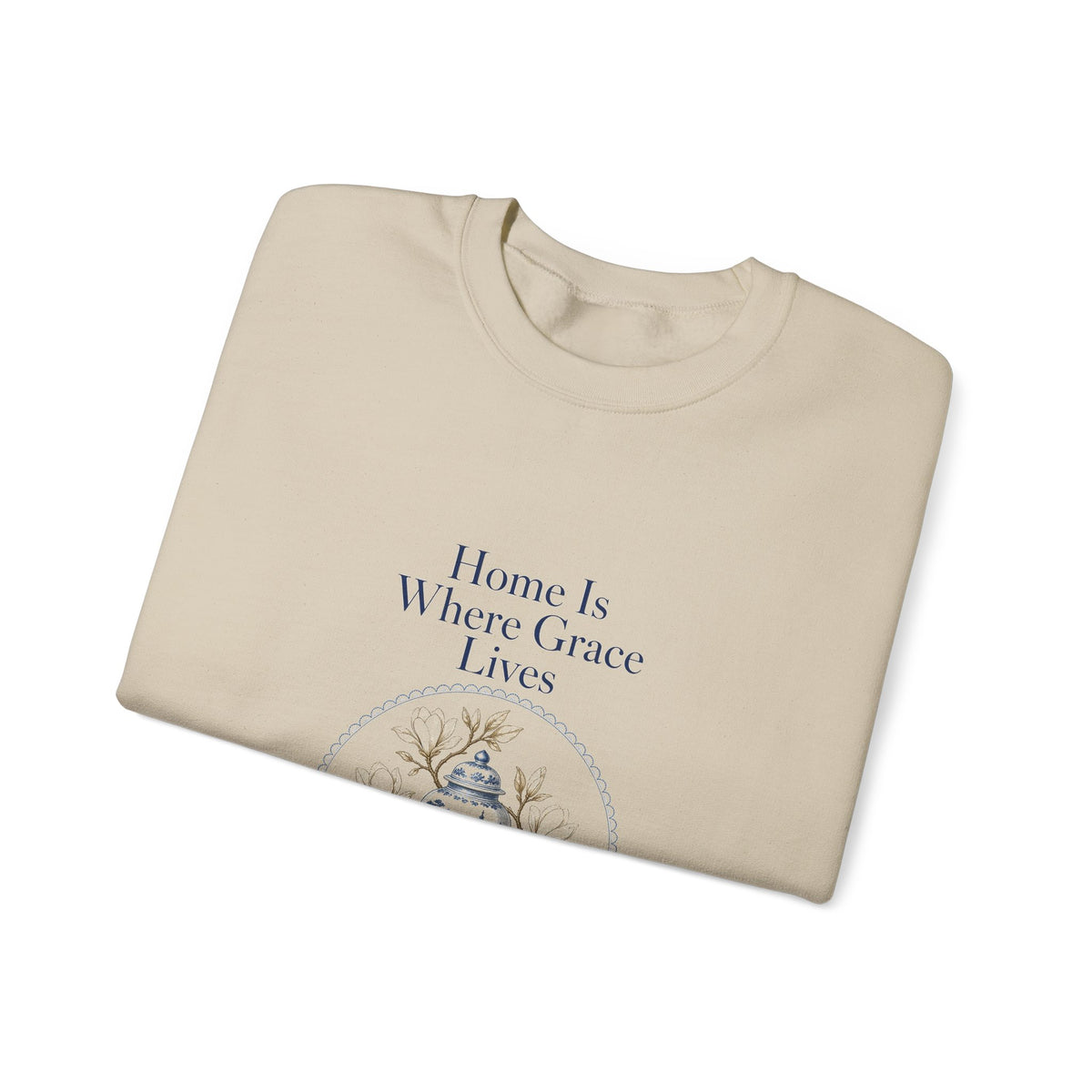 Home Is Where Grace Lives Crewneck Sweatshirt | Mother Daughter Matching Chinoiserie Magnolia Sweatshirt, Southern Christian Gift