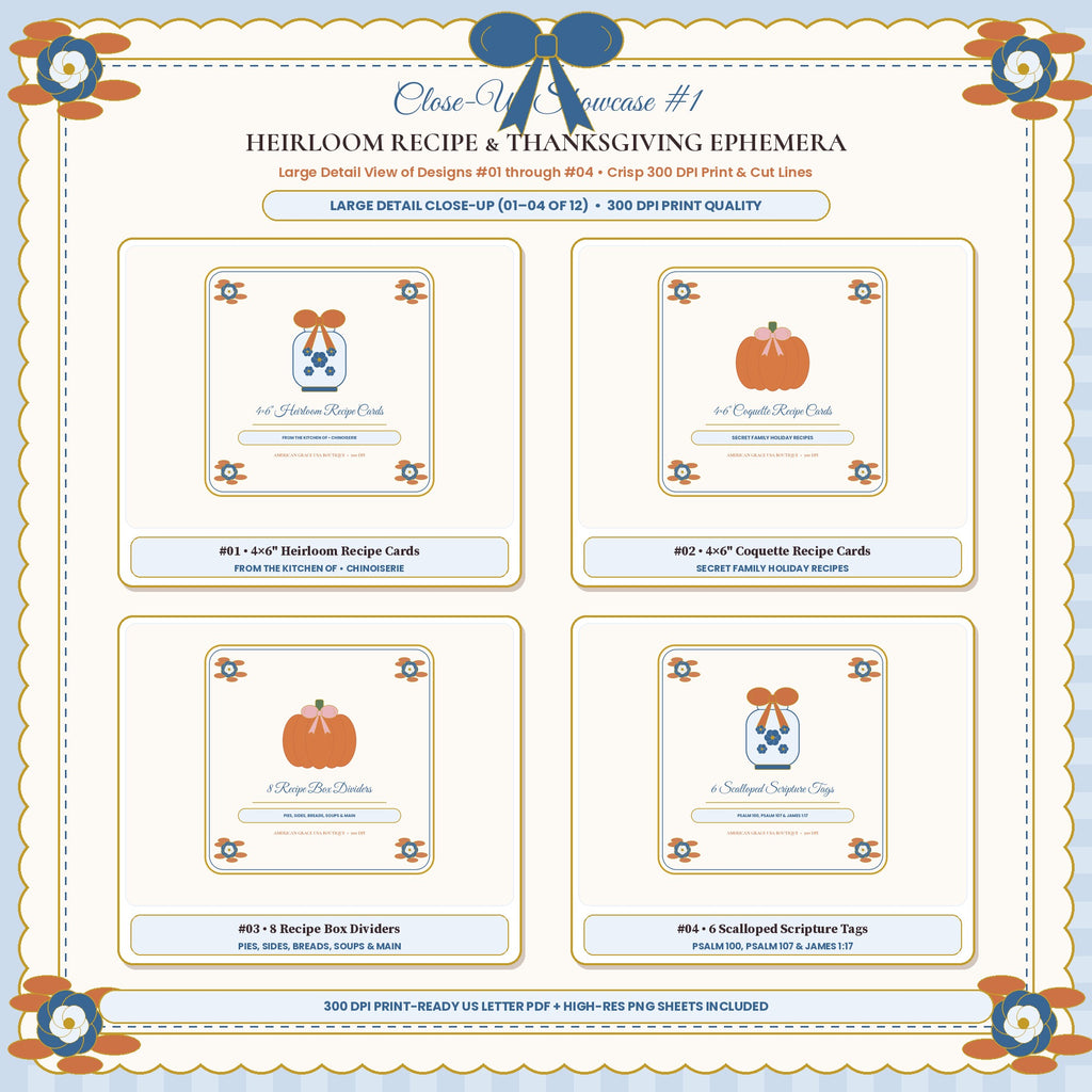 HEIRLOOM RECIPE & THANKSGIVING EPHEMERA (AG-DIG-38) — Close-Up Showcase #1