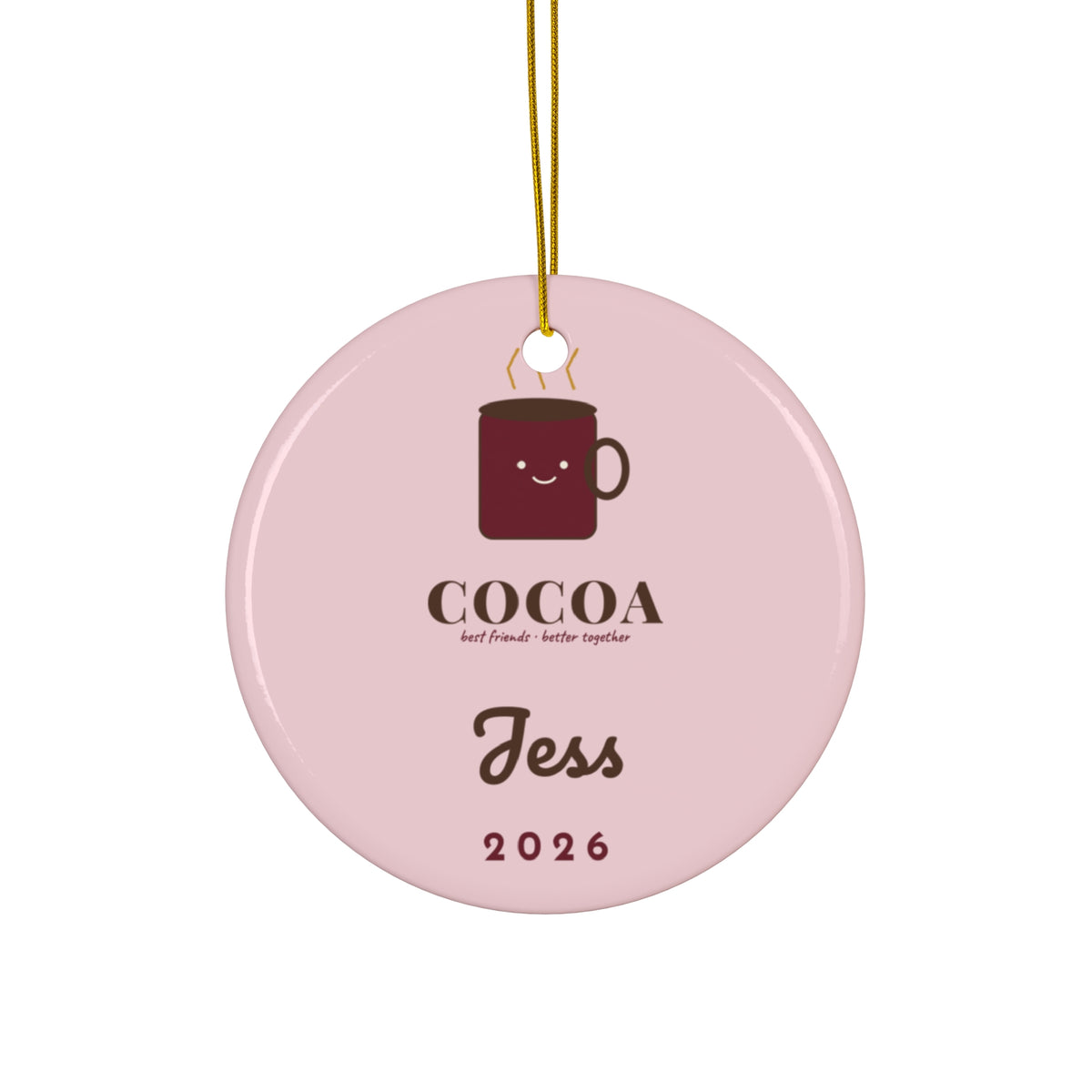 Cocoa and Marshmallow Ornament | Personalized Best Friend Matching Ornament | Cute Christmas Gift