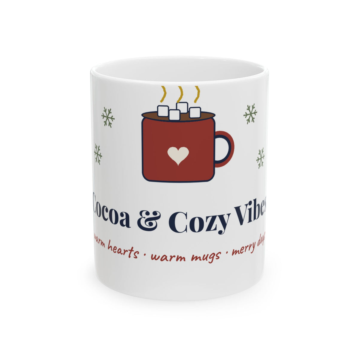 Cute Hot Cocoa Christmas Mug, Cozy Winter Coffee Mug, Hot Chocolate Stocking Stuffer, Holiday Gift for Her