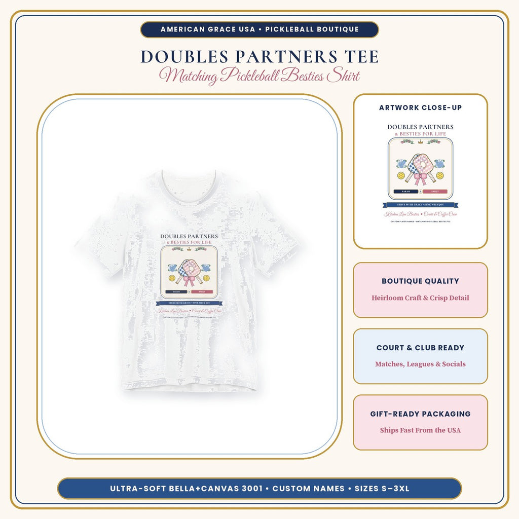 Personalized Doubles Partners and Besties for Life Pickleball Tee Hero Card