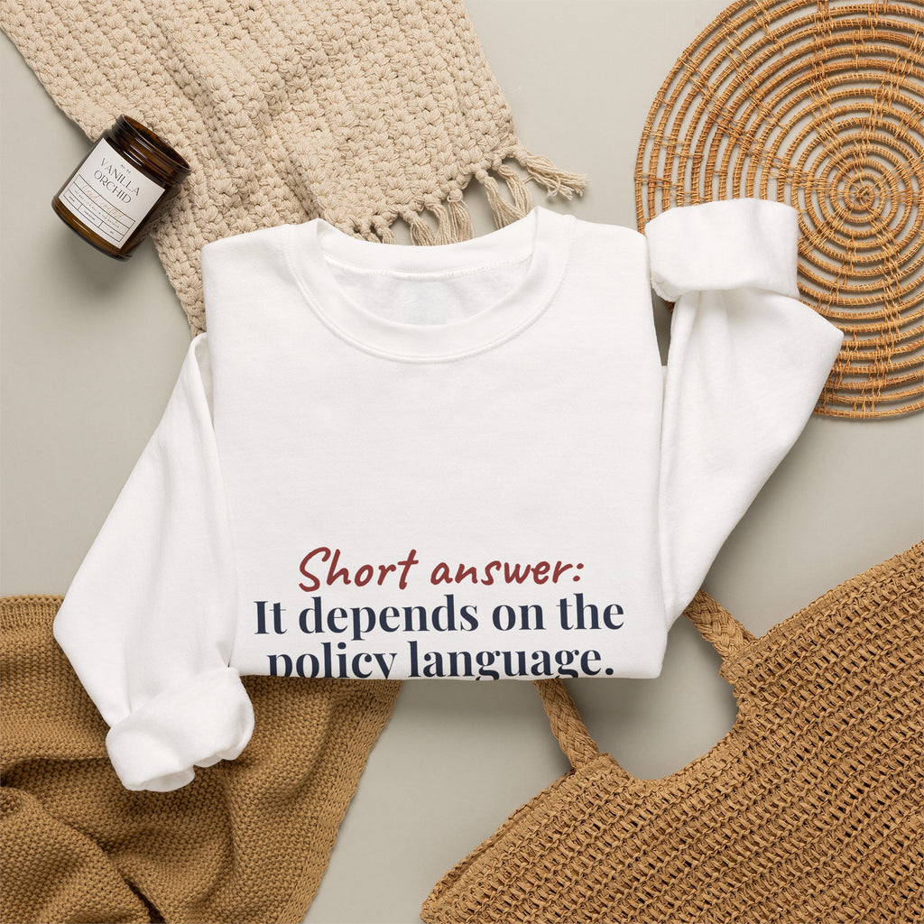 It Depends on the Policy Language Sweatshirt — Bella+Canvas 3901 Unisex Sponge Fleece Crewneck Sweatshirt Mockup 3