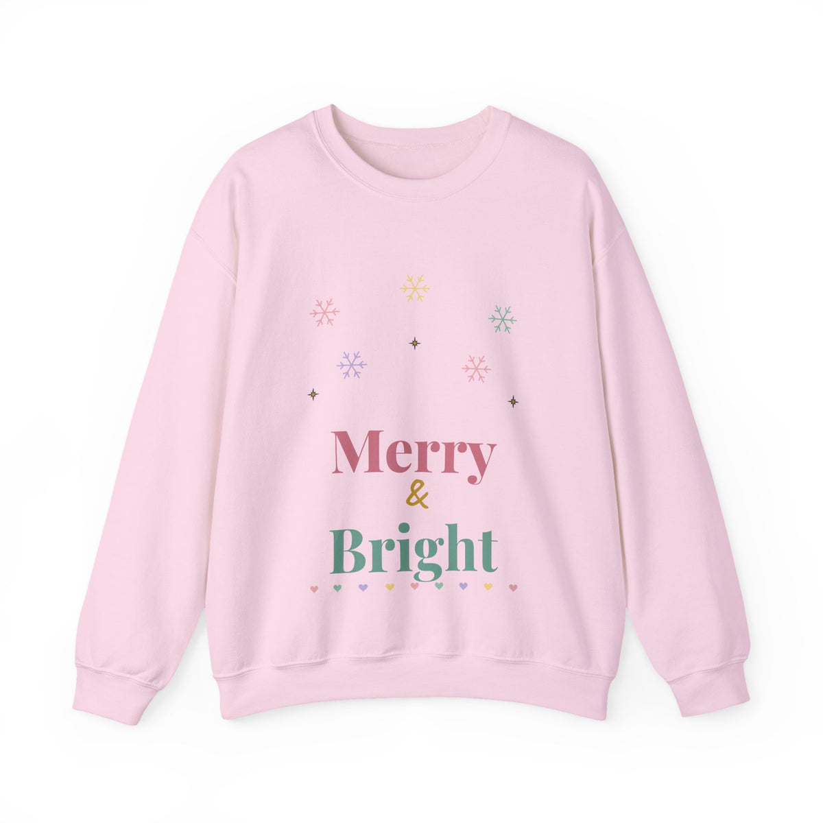 Merry and Bright Christmas Sweatshirt, Pastel Retro Holiday Crewneck for Women, Cute Christmas Sweater Gift