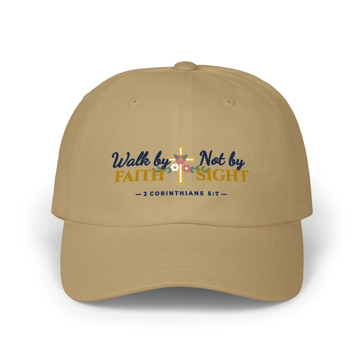 Walk By Faith Floral Cross Classic Dad Cap | 2 Corinthians 5:7 Printed Women's Baseball Hat