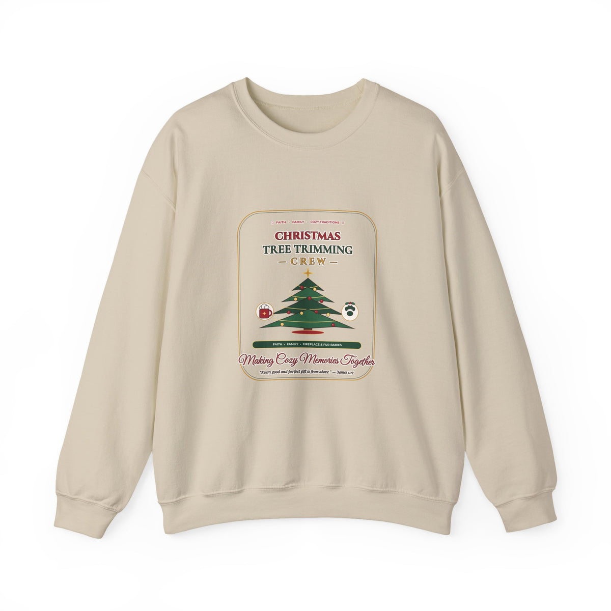 Christmas Tree Trimming Crew Sweatshirt | Faith Family Fireplace & Fur Babies Holiday Crewneck | Cozy Dog Mom Christmas Sweater