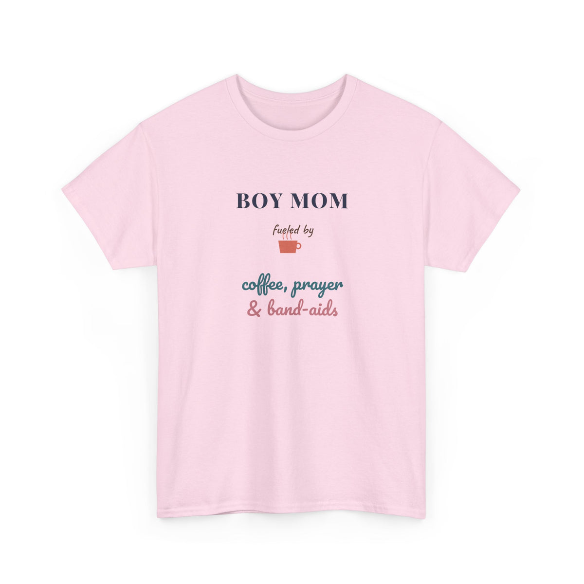 Boy Mom Shirt, Fueled by Coffee Prayer and Band-Aids, Funny Christian Mom Tee, Coffee Lover Mom Gift, Mom of Boys T-Shirt