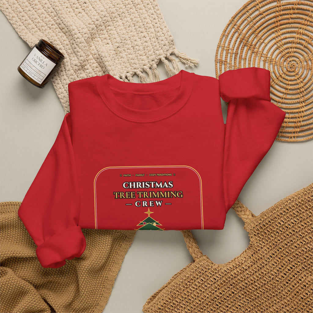 Christmas Tree Trimming Crew Sweatshirt | Faith Family Fireplace & Fur Babies Holiday Crewneck | Cozy Dog Mom Christmas Sweater