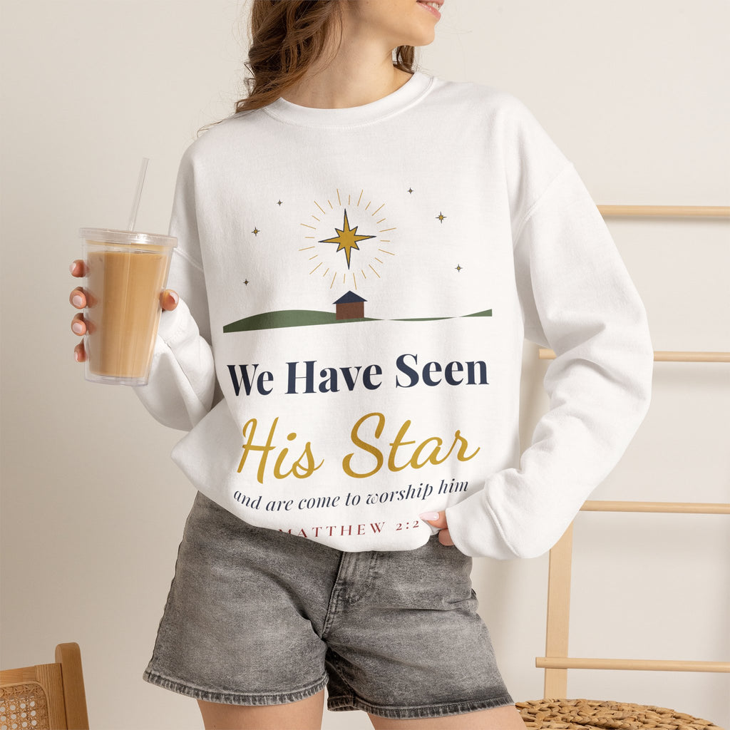 Christian Christmas Sweatshirt — Bella+Canvas 3901 Unisex Sponge Fleece Crewneck Sweatshirt Mockup 6