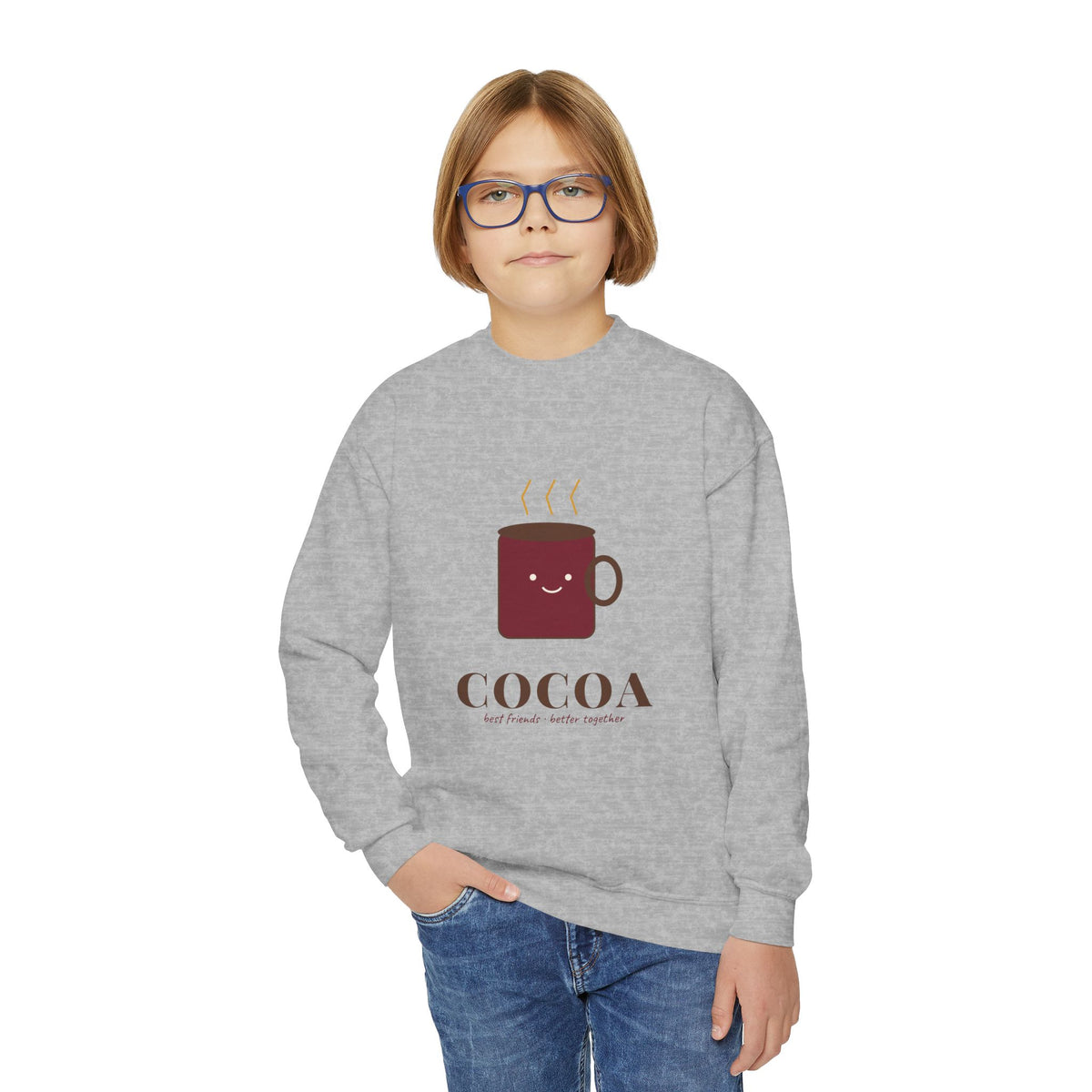 Youth Cocoa and Marshmallow Sweatshirt | Kids Matching Best Friend Crewneck | Mommy and Me Christmas