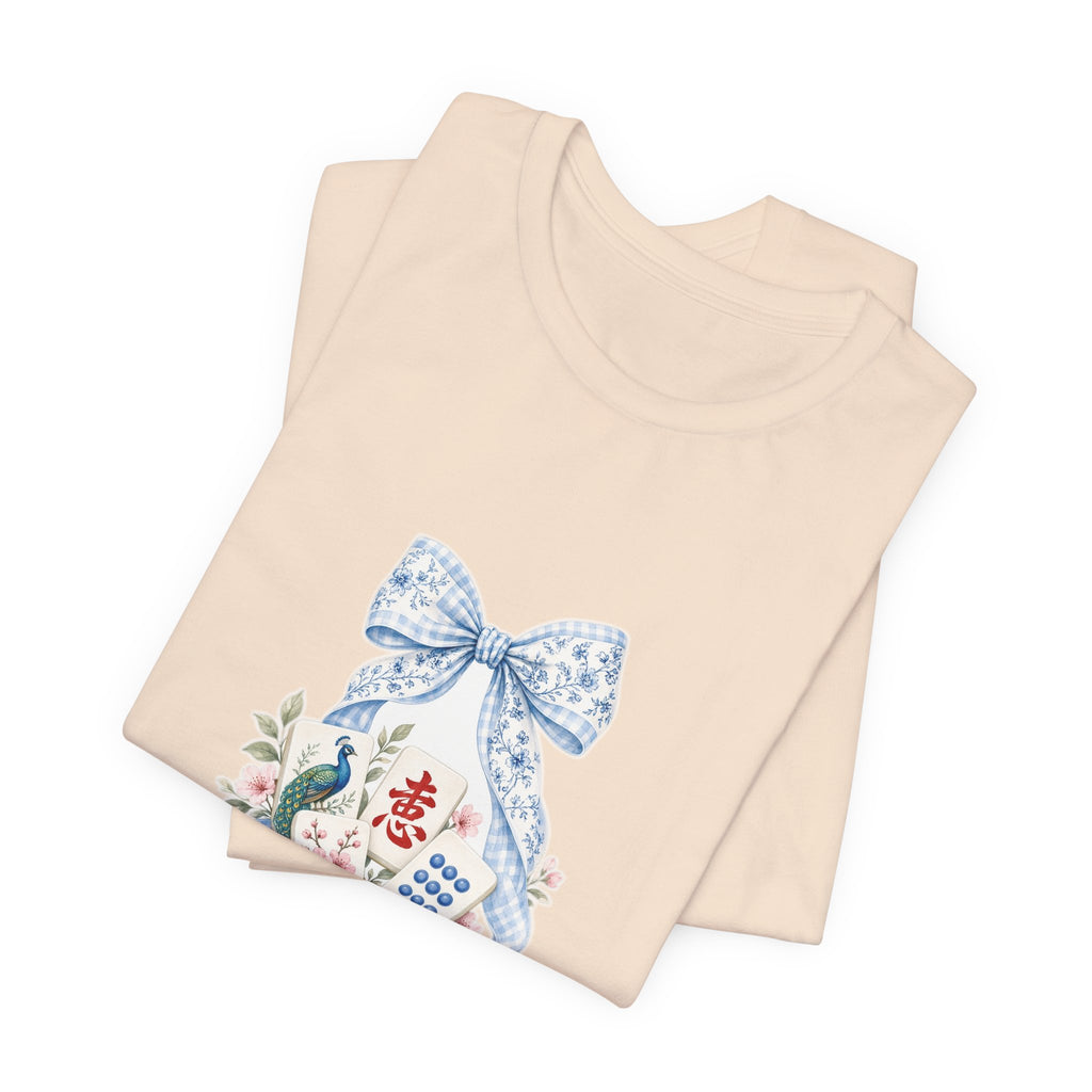 Pastel Coquette Bow & Lucky Mahjong Tiles Shirt | Chinoiserie Bam Bird Crak Social Club Bella+Canvas 3001 Tee