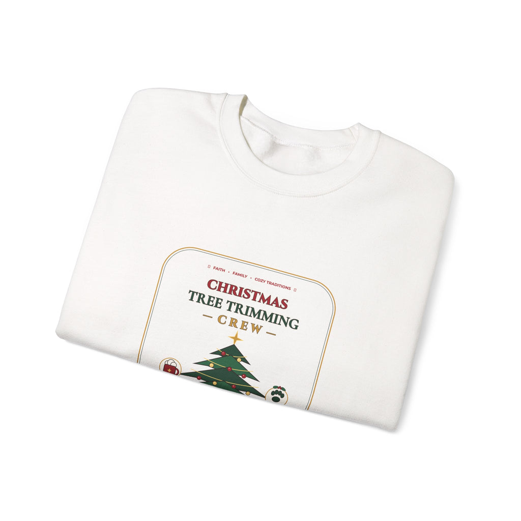 Christmas Tree Trimming Crew Sweatshirt | Faith Family Fireplace & Fur Babies Holiday Crewneck | Cozy Dog Mom Christmas Sweater