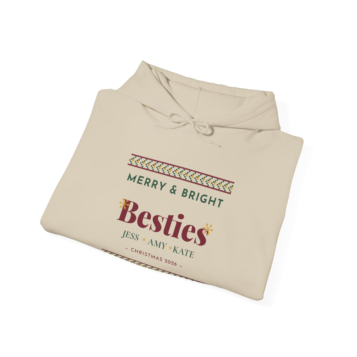 Merry and Bright Besties Christmas Hoodie Personalized, Best Friend Christmas Gift, Matching Besties Hoodie with Names