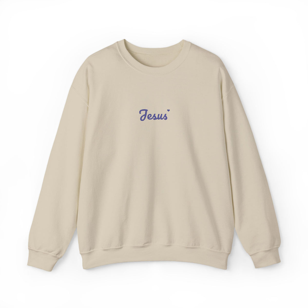 Embroidered Jesus Sweatshirt, Minimalist Christian Crewneck, Jesus Script with Heart, Faith Gift for Women