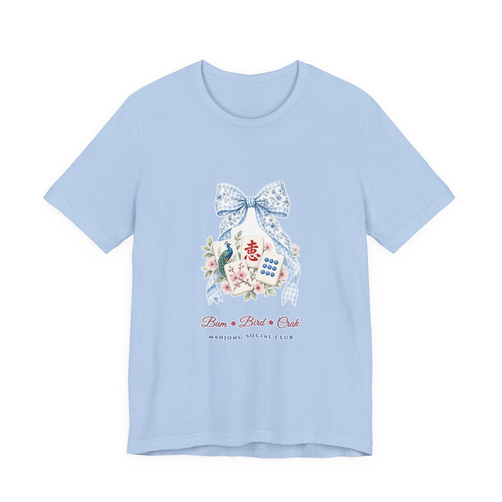 Pastel Coquette Bow & Lucky Mahjong Tiles Shirt | Chinoiserie Bam Bird Crak Social Club Bella+Canvas 3001 Tee