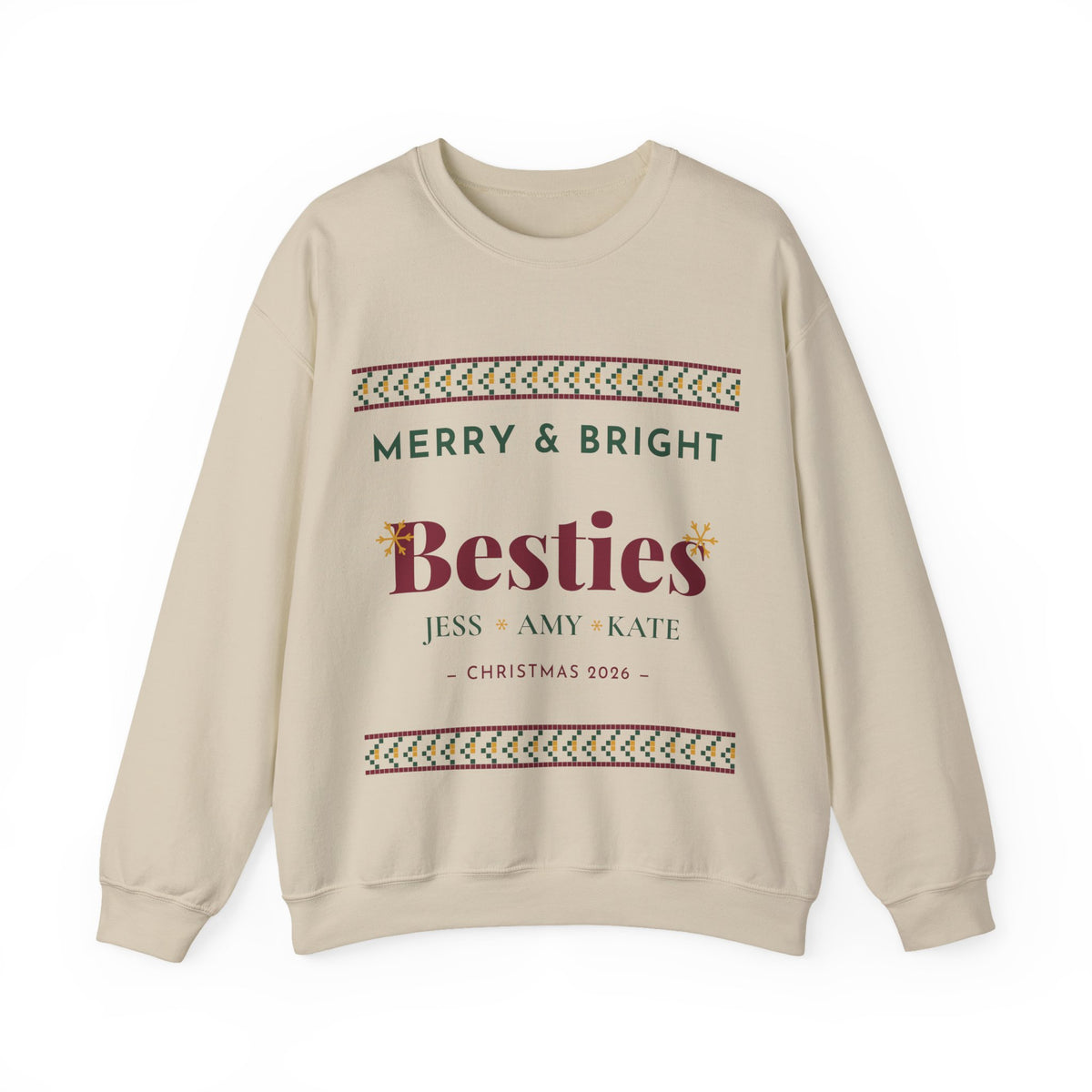 Merry and Bright Besties Christmas Sweatshirt Personalized, Best Friend Christmas Gift, Matching Besties Sweater with Names