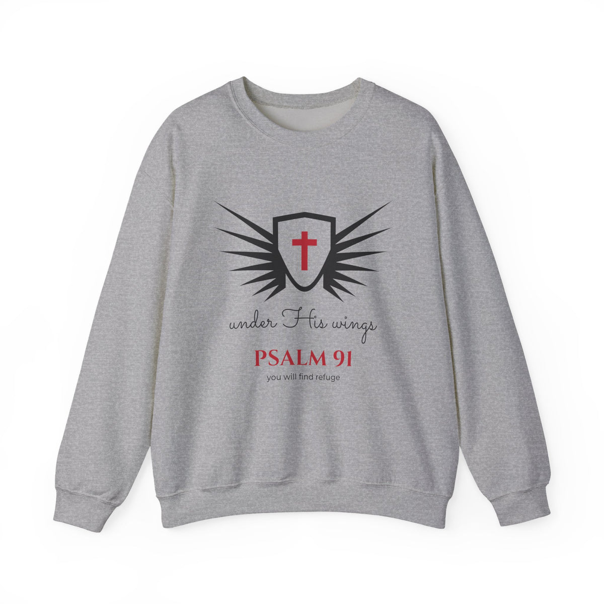 Psalm 91 Sweatshirt, Under His Wings Christian Crewneck, Refuge Bible Verse Shirt, Faith Gift for Her, Sand